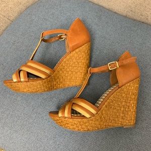 Jessica Simpson Wedge Sandals - Brown & Gold